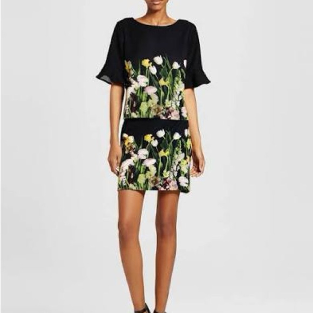 Victoria Beckham for Target Like New Top & Bottom Floral Navy Set